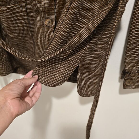 True Vintage 70s Palena Jacket Shacket Wool Blend Button Up Large Womens Brown - Picture 7 of 10